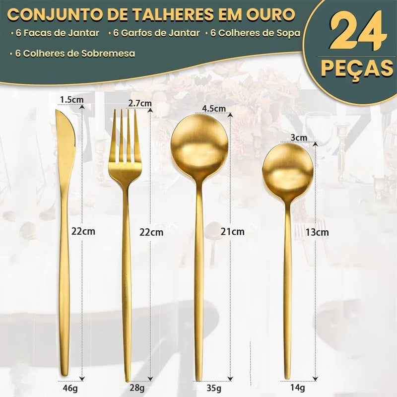 Talheres Gold Glamour 24 peças