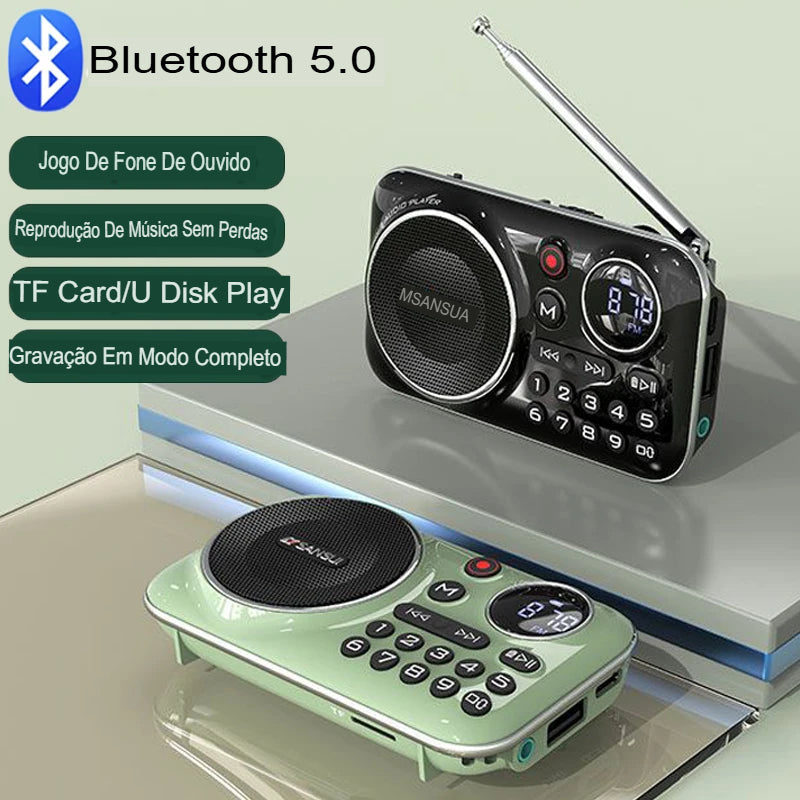 Rádio Sansui Mini Multimídia Portátil Bluetooth USB/Cartão